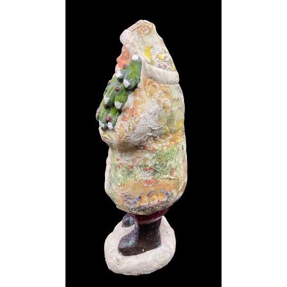 VTG 1980s Santa Claus Father Decoupage Christmas Figurine Decor Tinsel Tree 9’‘ - Picture 4 of 6